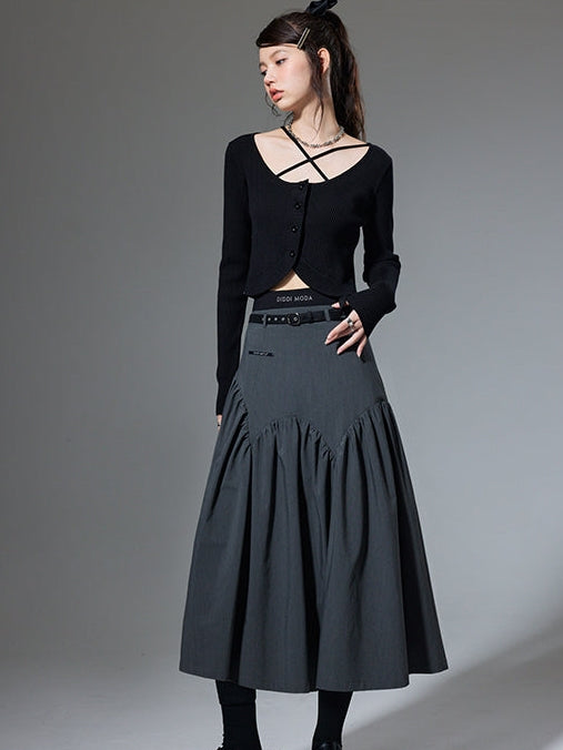 Double Waist Stitching Embroidered Skirt