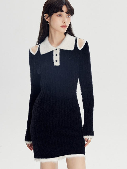 Black High-waist Knitted Dress