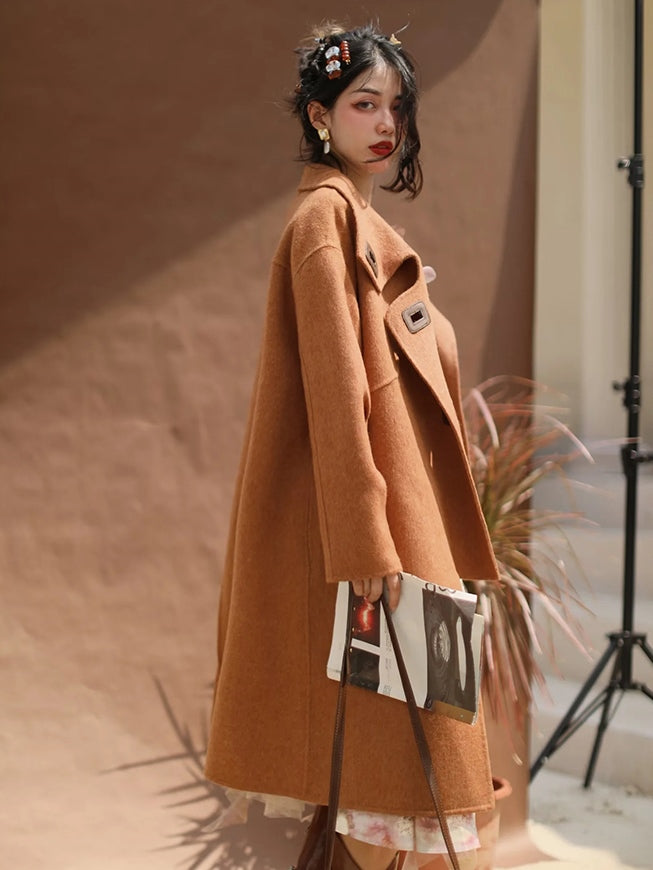 Double-sided Leather Buckle Coat