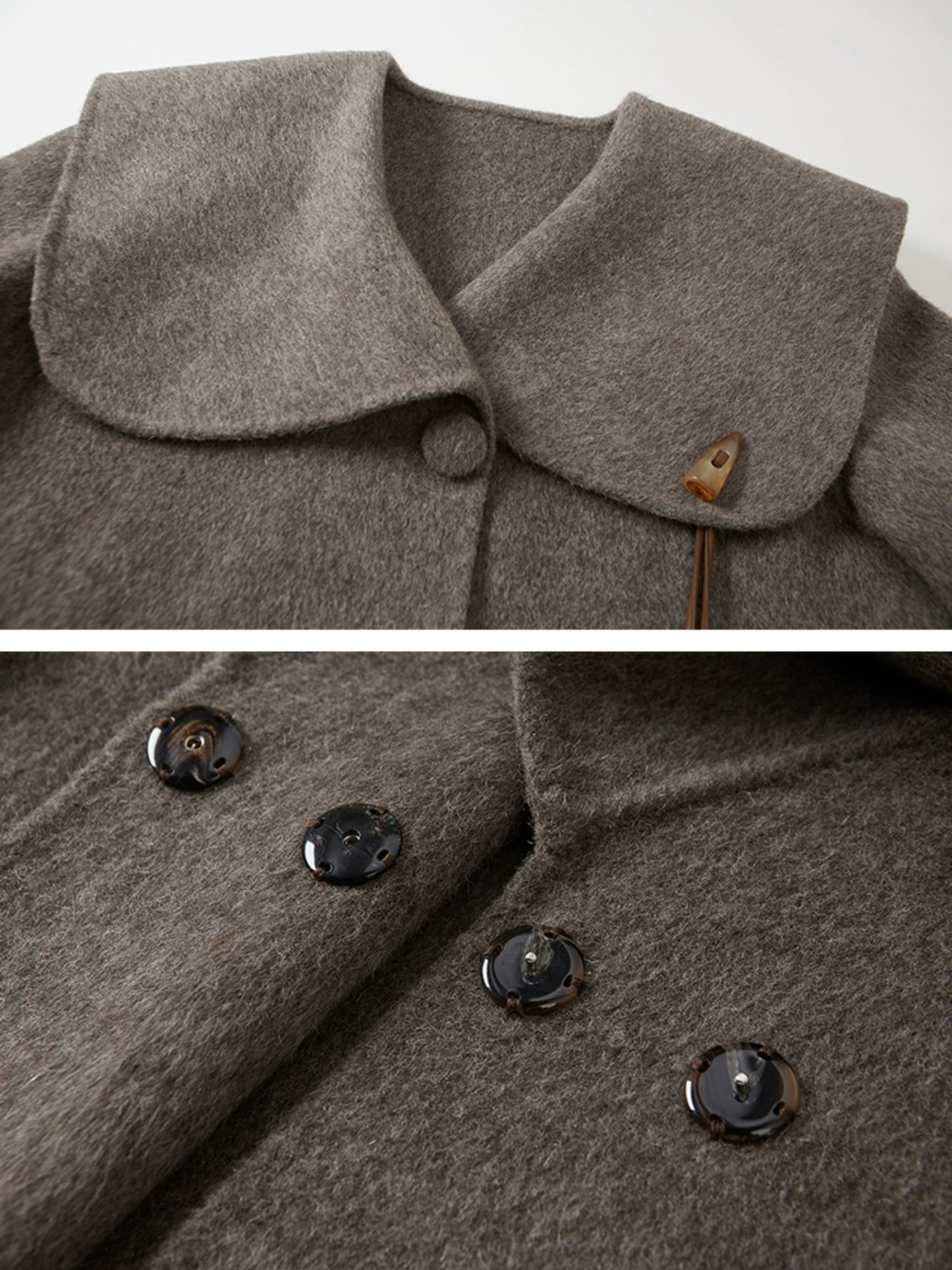 Large Lapel Horn Button Coat