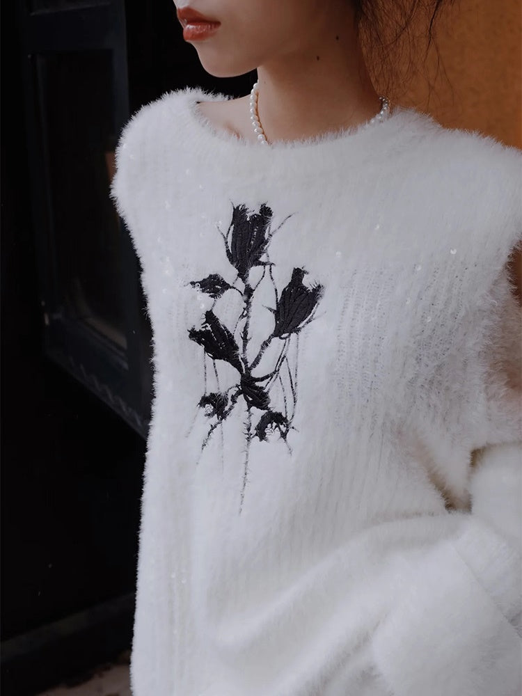 Cut-out Rose Sweater