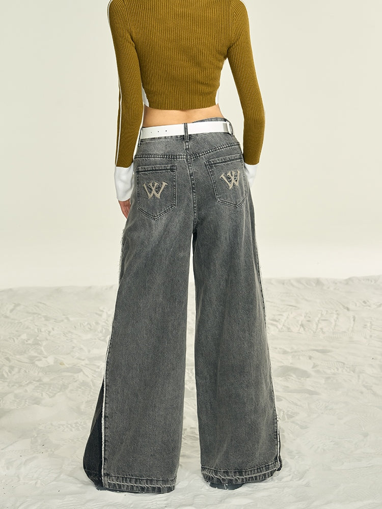 Denim Straight-leg Wide-leg Pants