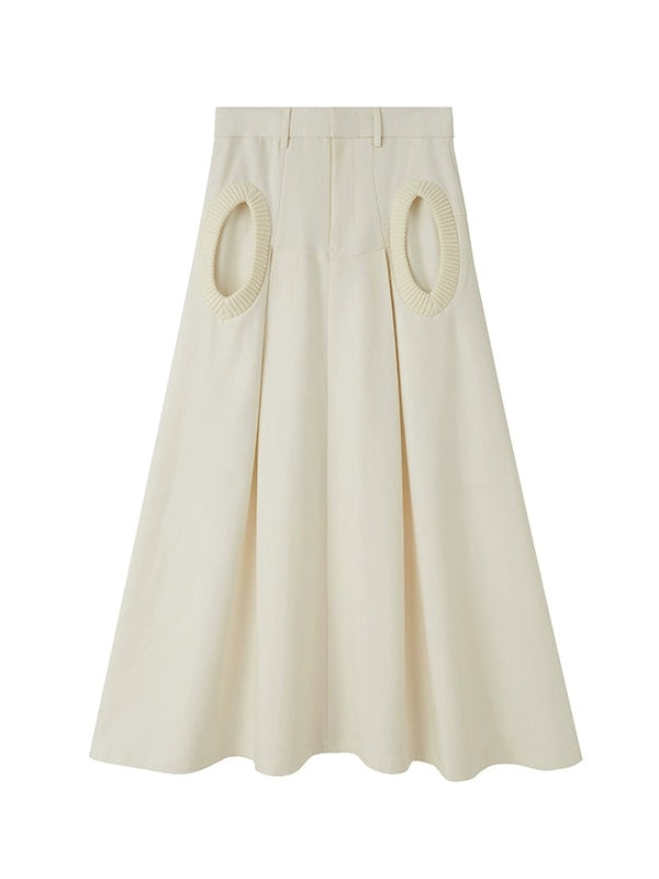 Circle Pocket A-line Long Skirt