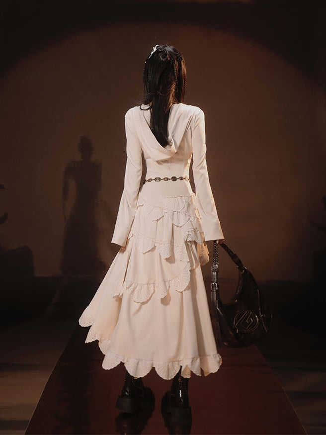 Palace Style Lace Frill Asymmetry Dress