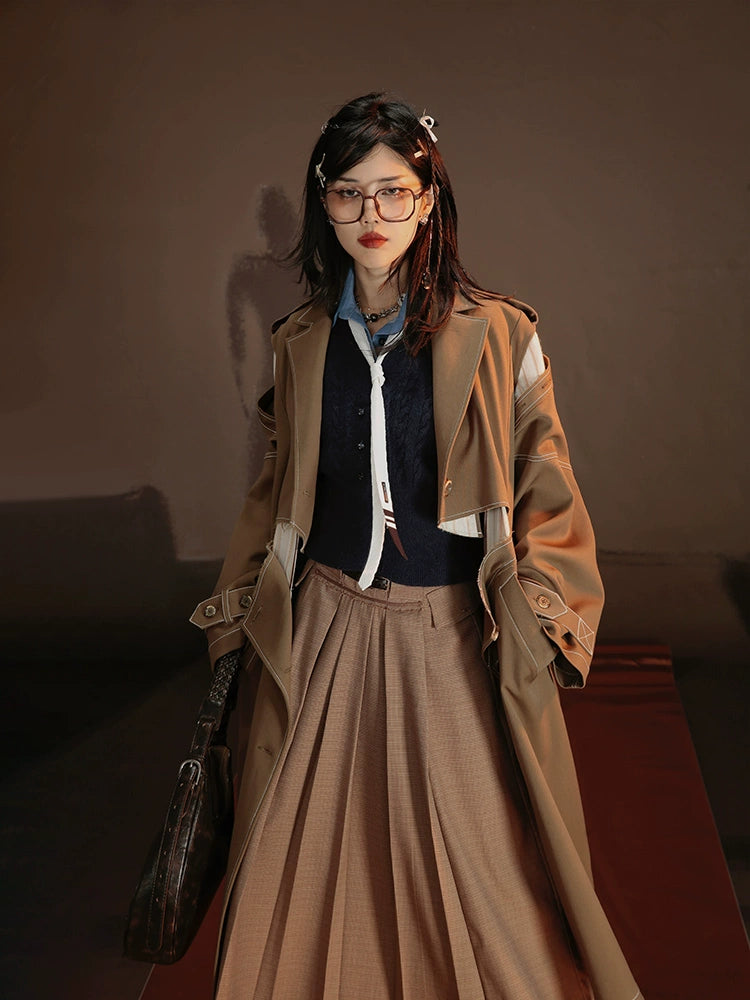 Fake Two-piece Lapel Long Coat