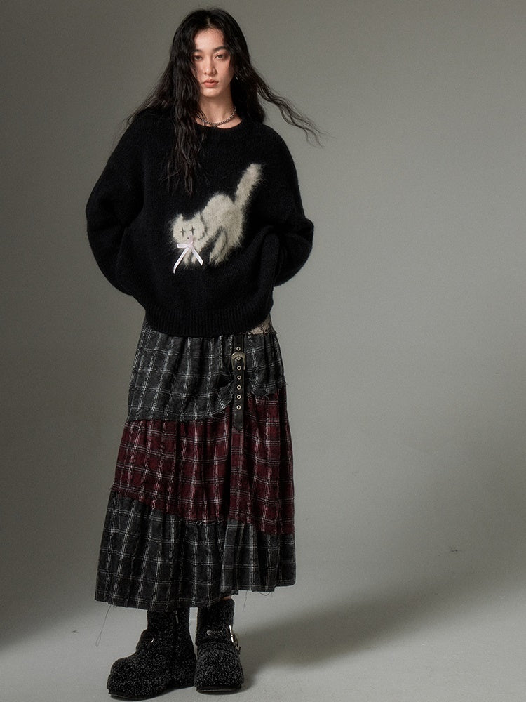 Wasteland Style Stitching Plaid Skirt