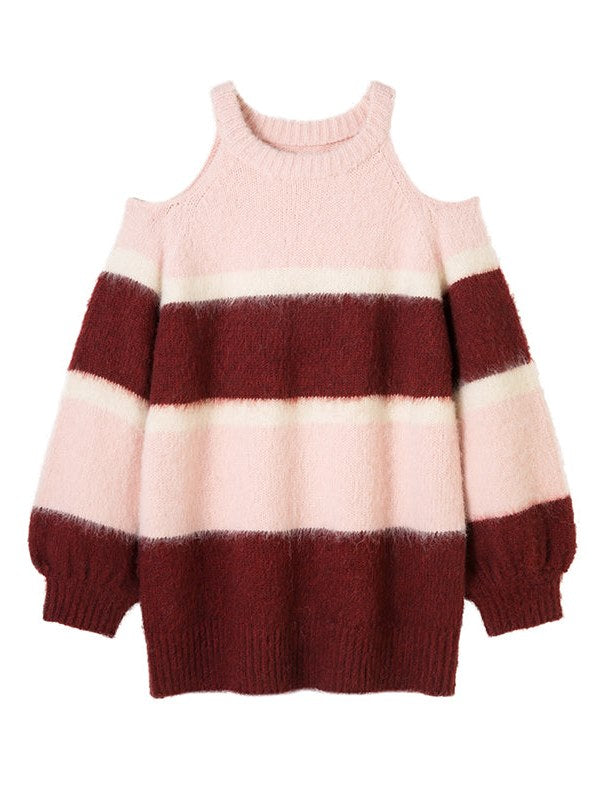 Off-the-shoulder Striped Sweater