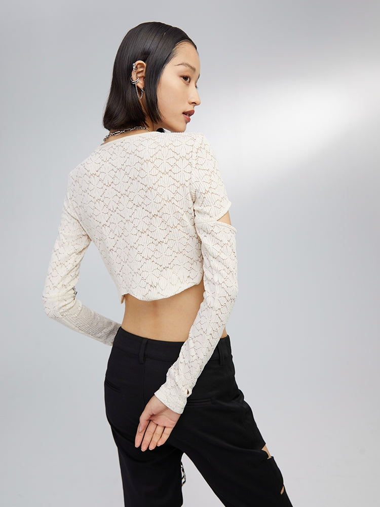 Cutout Panel Metal Bow Hook Crop Top