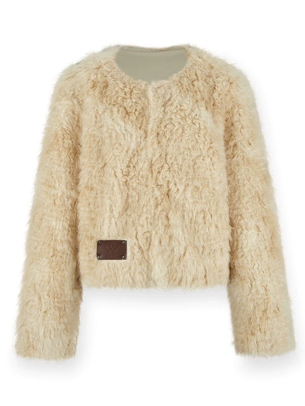 Curl Round Neck Fur Jacket