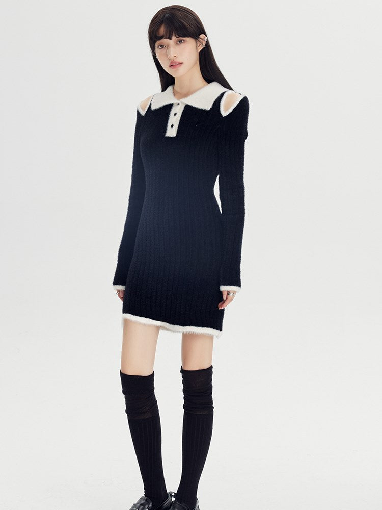 Black High-waist Knitted Dress