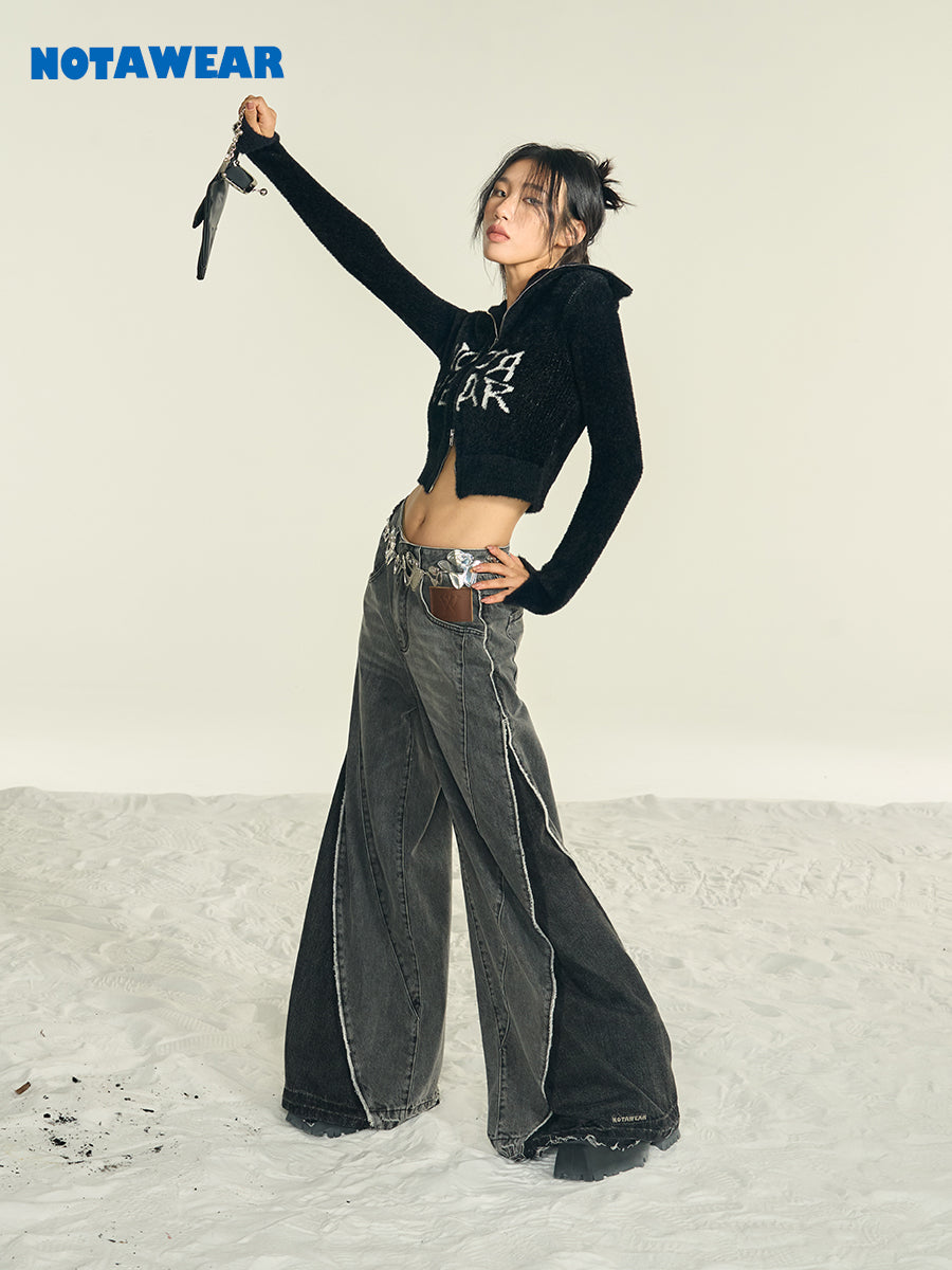 Denim Straight-leg Wide-leg Pants