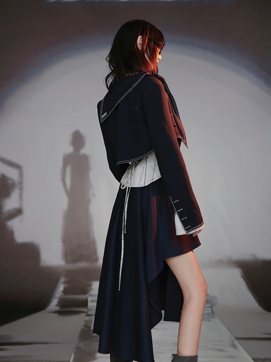 Asymmetry Cutting Drape Skirt