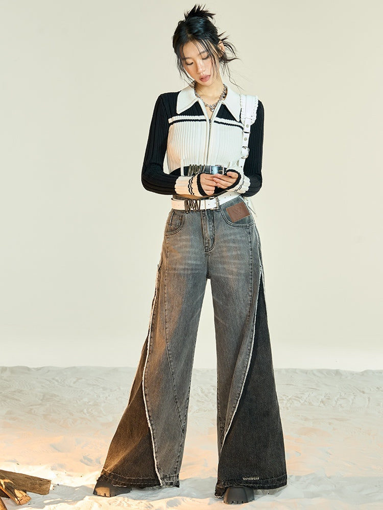 Denim Straight-leg Wide-leg Pants