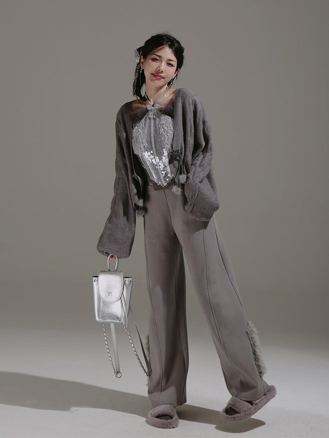 Chinese Style Ball Buckle Twist Knitted Cardigan