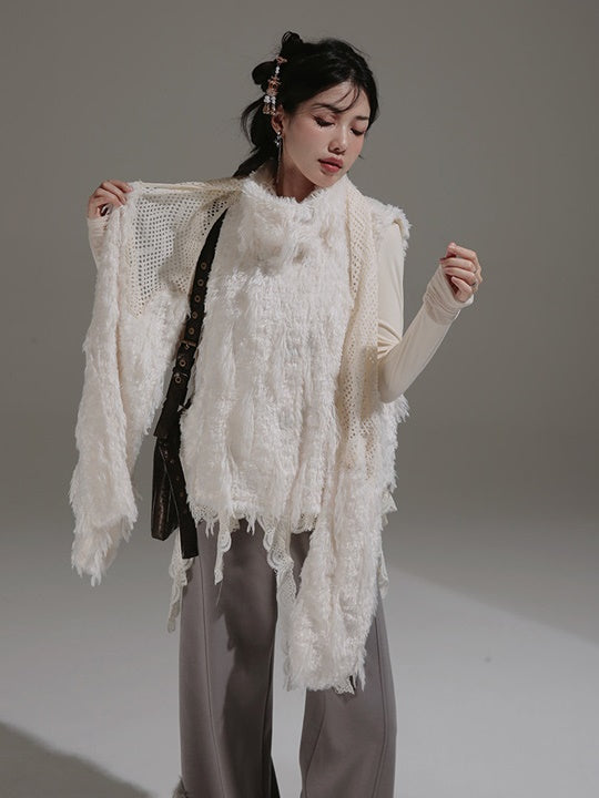 Fairy Plush Lace Scarf Vest Set