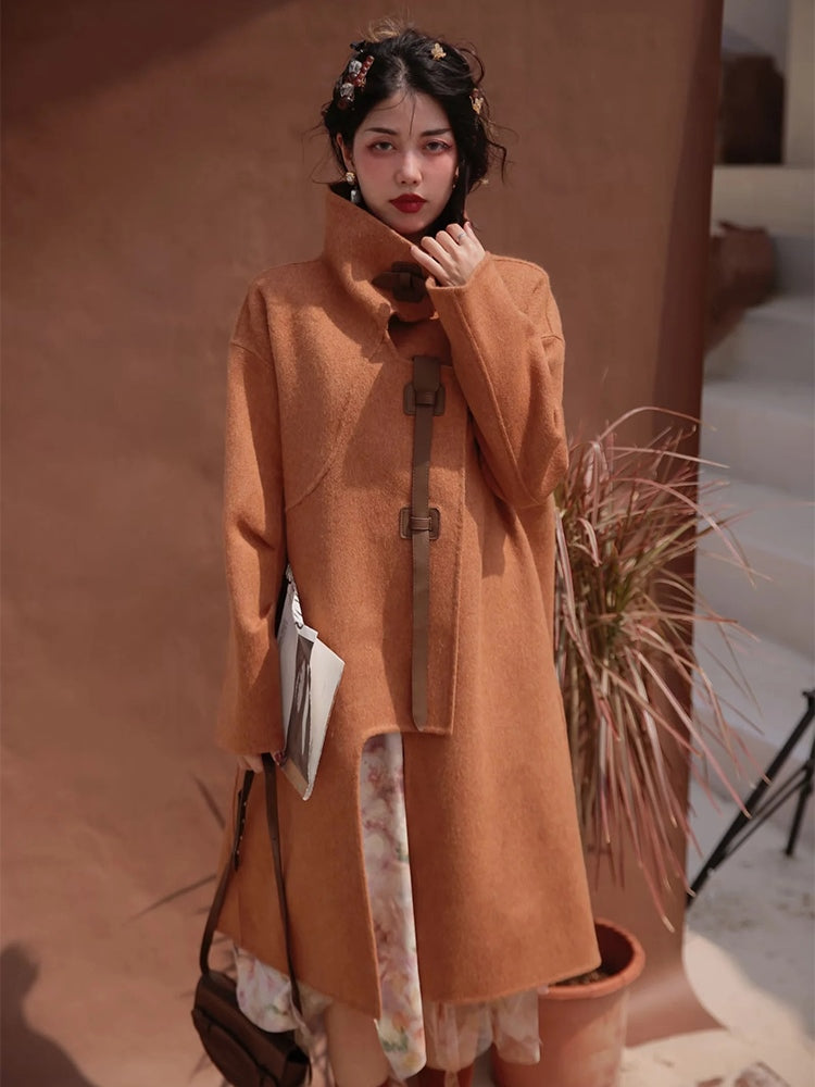 Double-sided Leather Buckle Coat