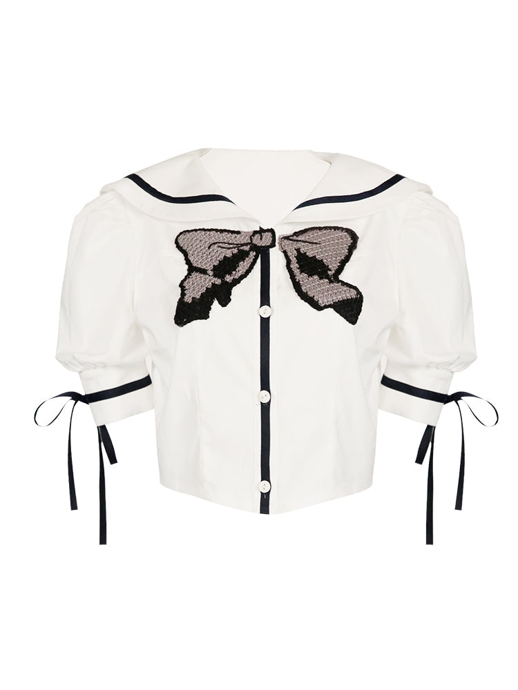 Ribbon Sailor Callege-style Blouse One-piece