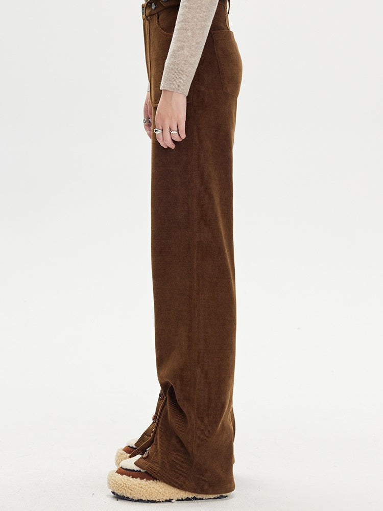 Ankle Slit Corduroy Trousers