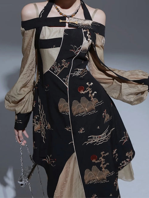 Embroidered New Chinese Style Dress