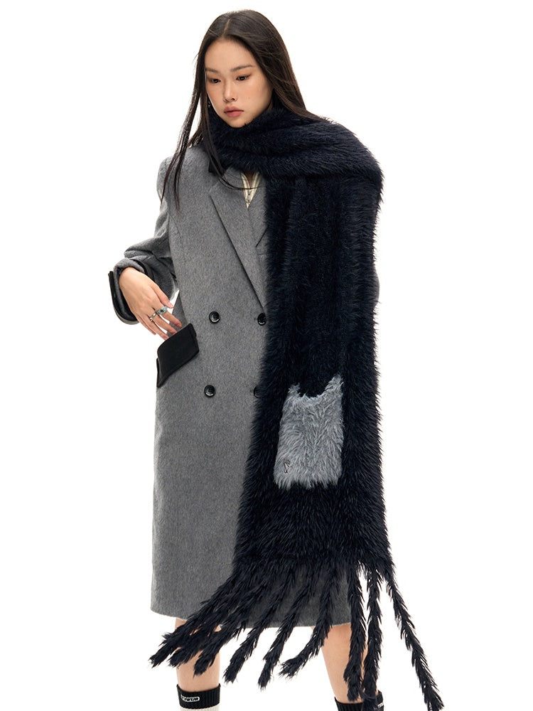 Retro Spliced Long Chester Coat