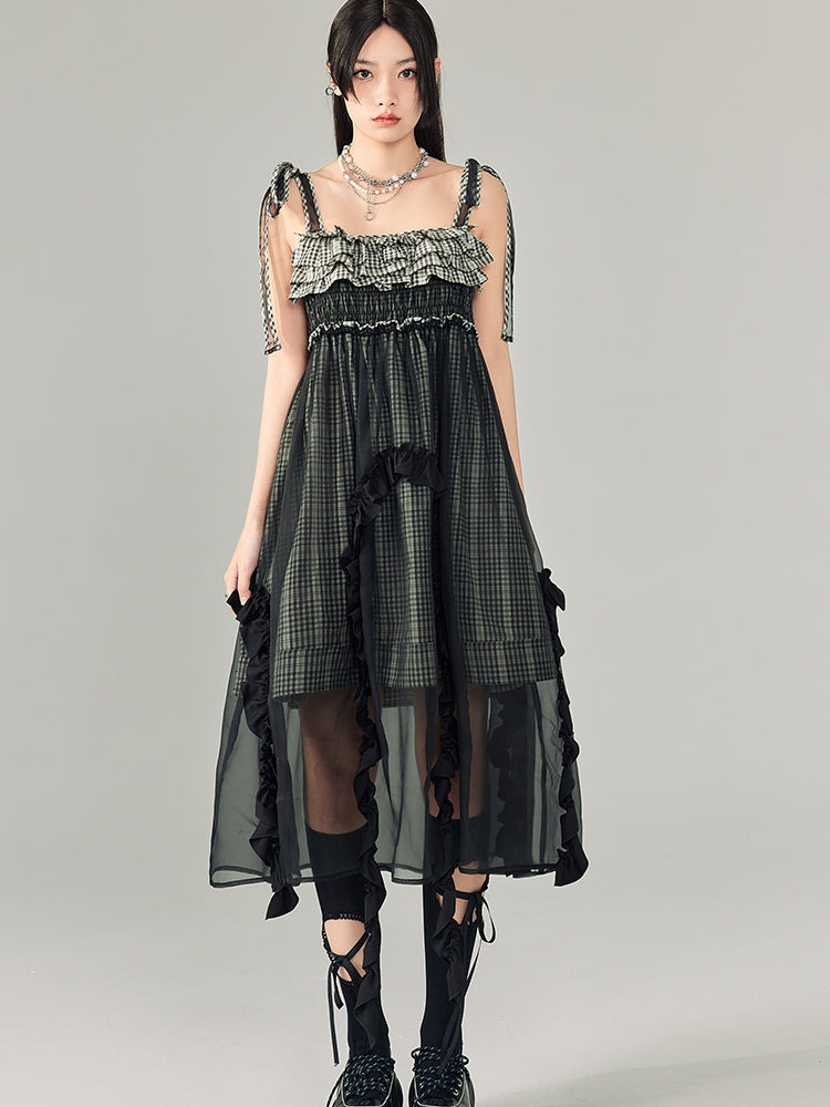 Multi-layer Ruffled Suspender Skirt