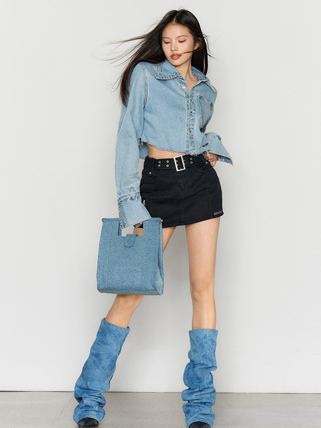 Wash Color Denim Shirt Jacket