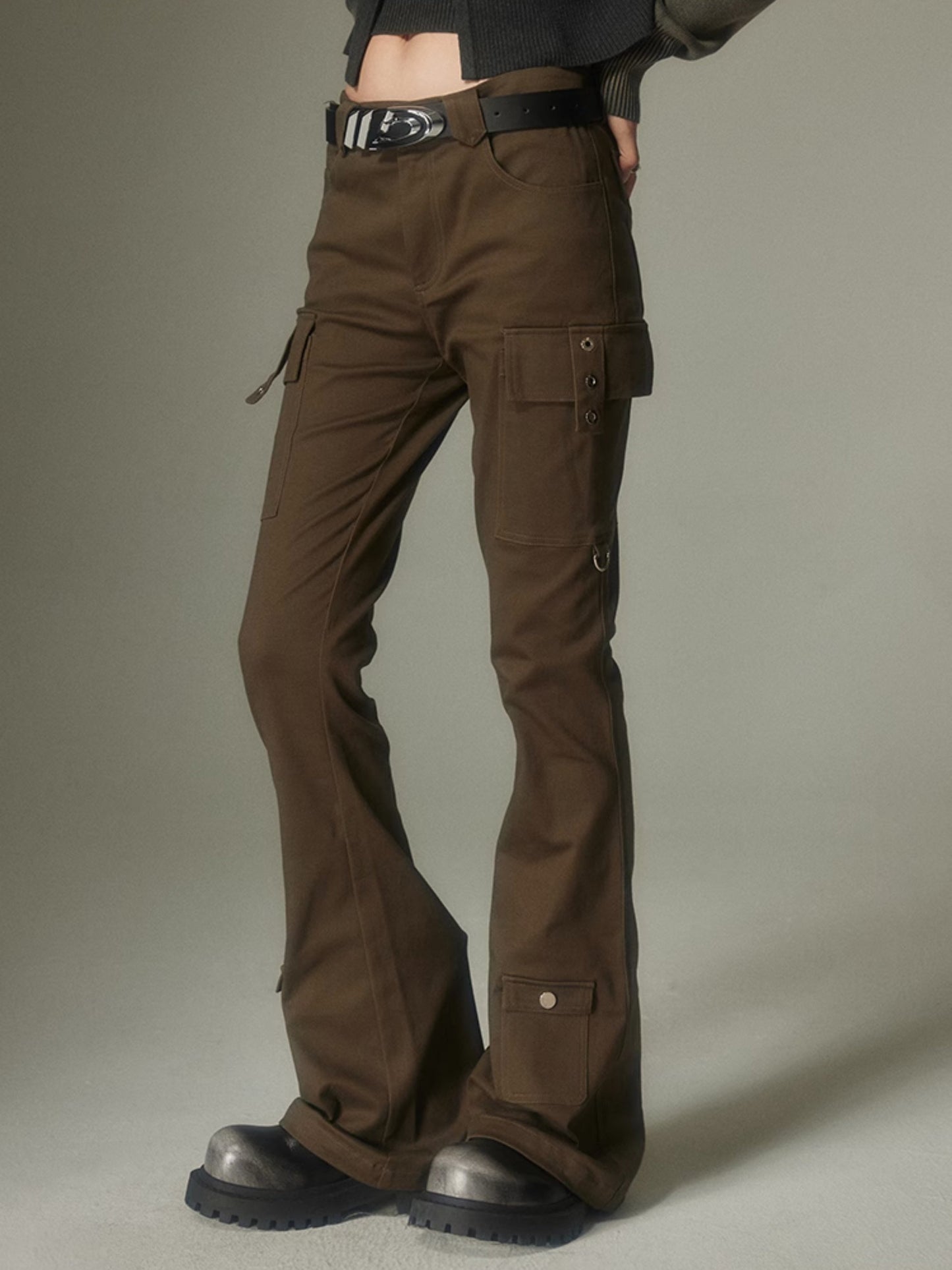 Flap Pocket Design Micro-flared Pants