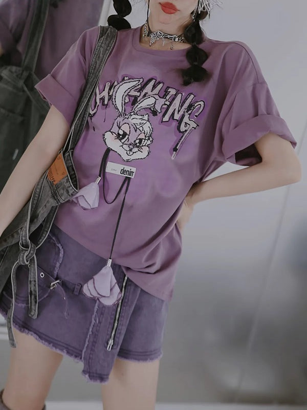 Printed Embroidered Rabbit T-shirt