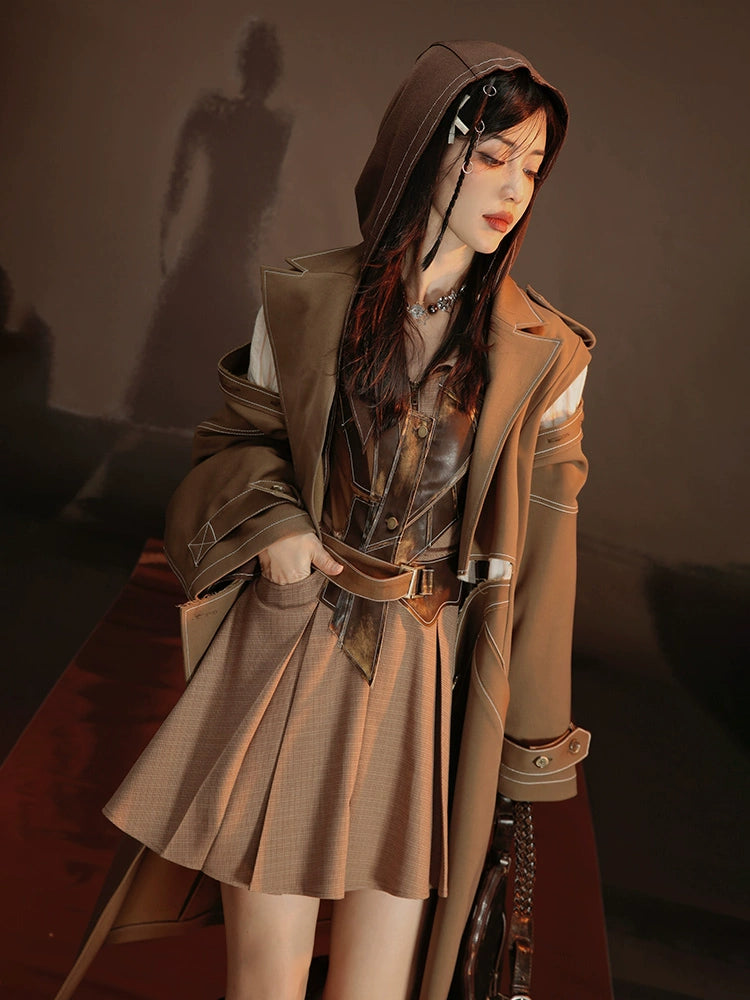 Fake Two-piece Lapel Long Coat