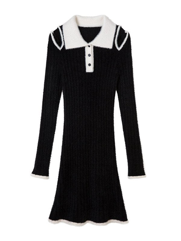 Black High-waist Knitted Dress