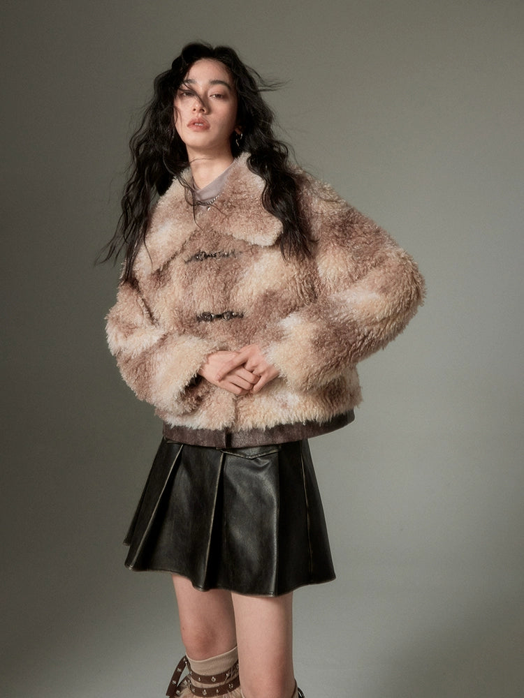 Smudged Color Fur Short Coat