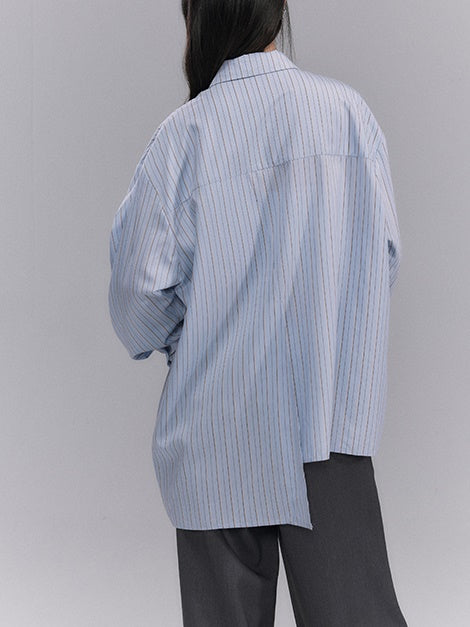 Striped Tie Loose Shirt