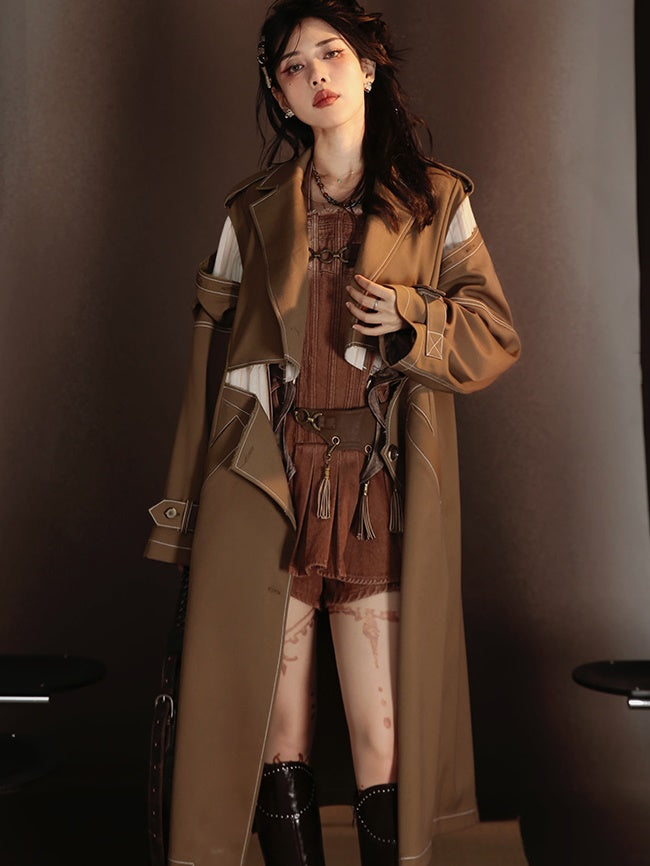 Fake Two-piece Lapel Long Coat