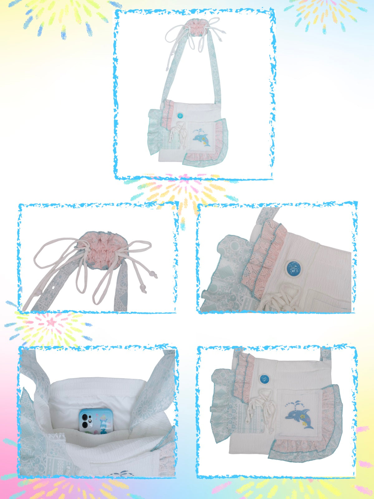 Dolphin Lace Retro Stitching Oblique Bag