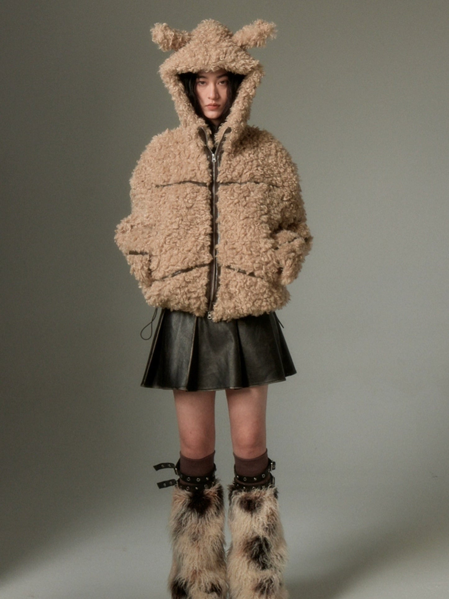 Rabbit Ears Eco-friendly Fur Jacket