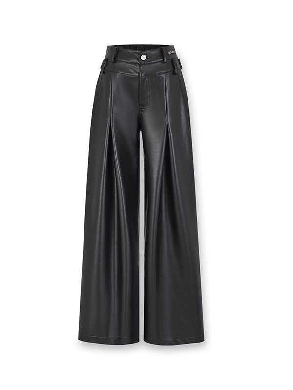 PU Leather Loose Wide-leg Casual Pants