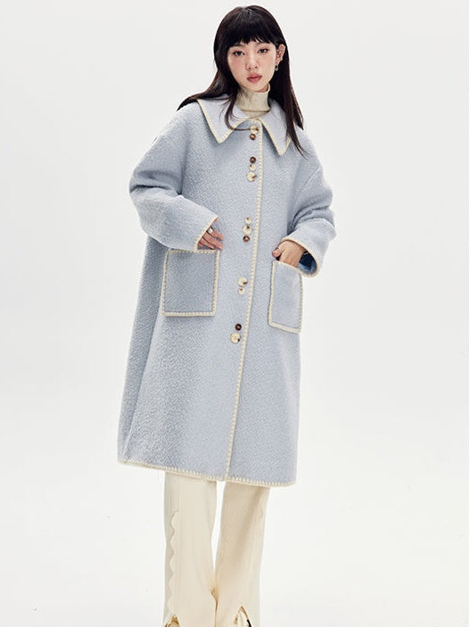 Lapel Embroidery Wool Coat