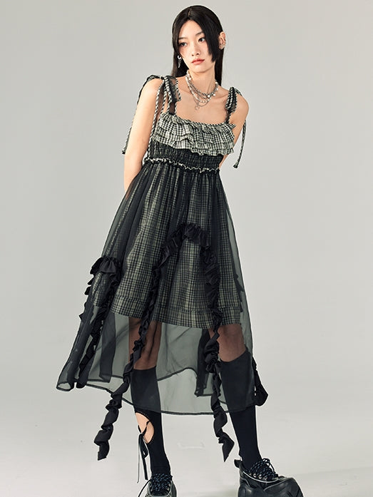 Multi-layer Ruffled Suspender Skirt