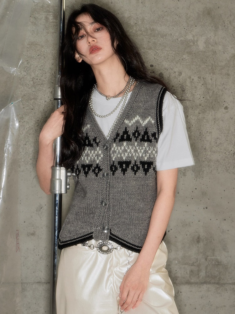 Fair Isle Jacquard Retro Vest