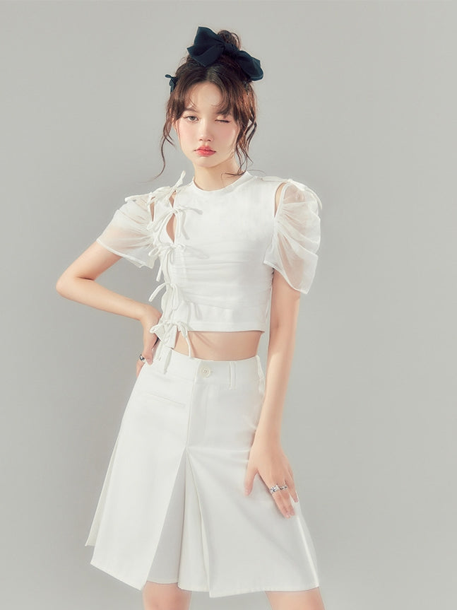 Cropped Nichi Ribbon Blouse