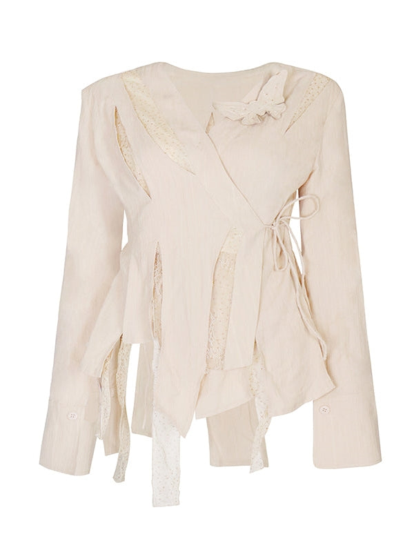 Lace Overlapping Shirt Jacket