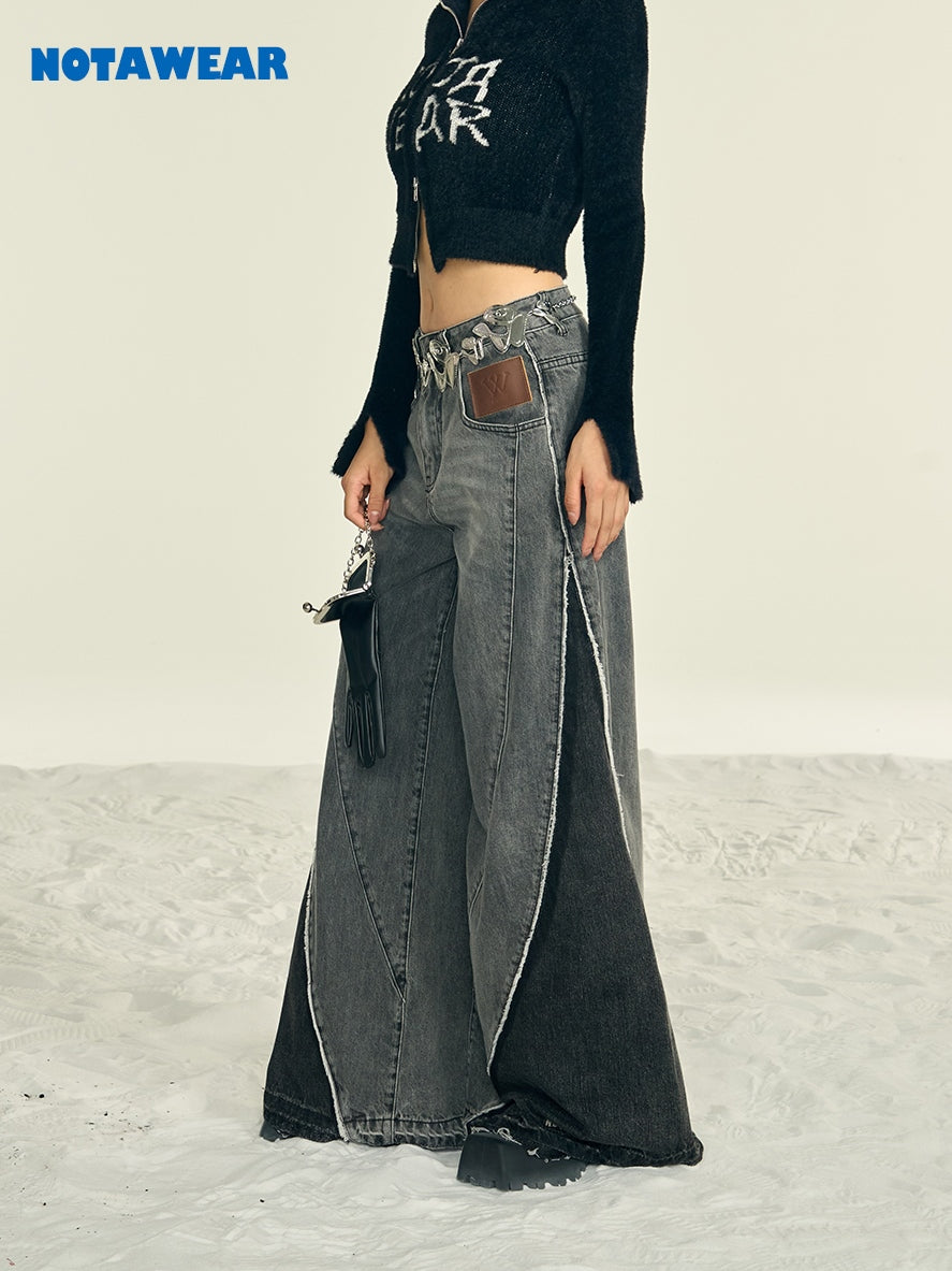 Denim Straight-leg Wide-leg Pants