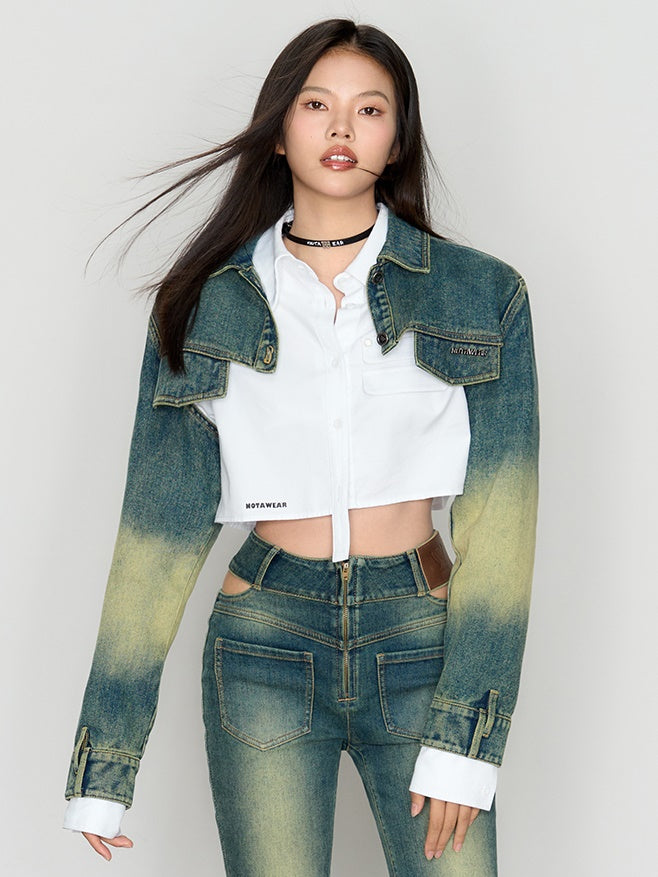 Short Washed Denim Jacket