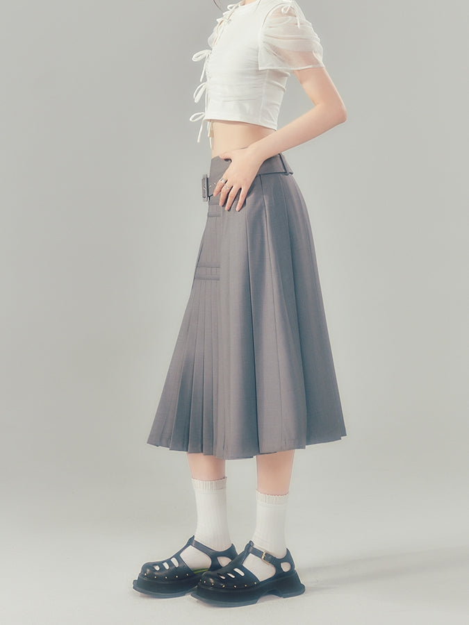 Irregular High Waist Pleated Long Skirt