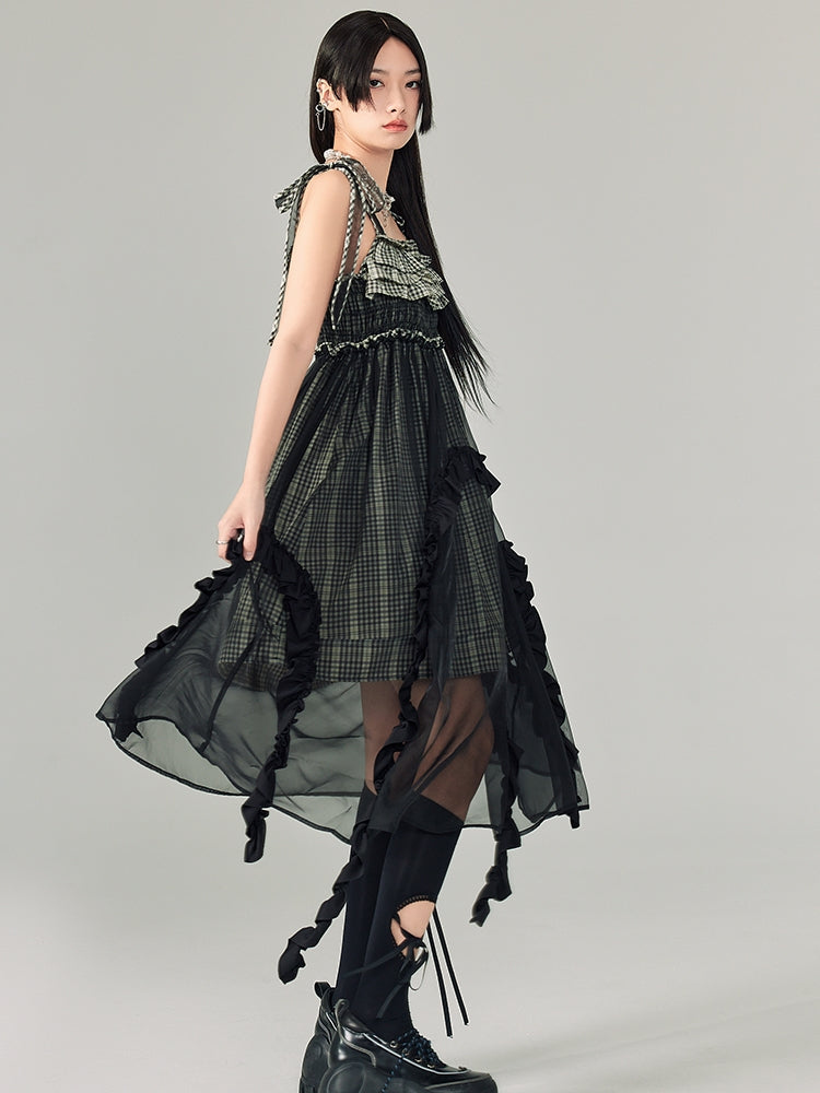 Multi-layer Ruffled Suspender Skirt