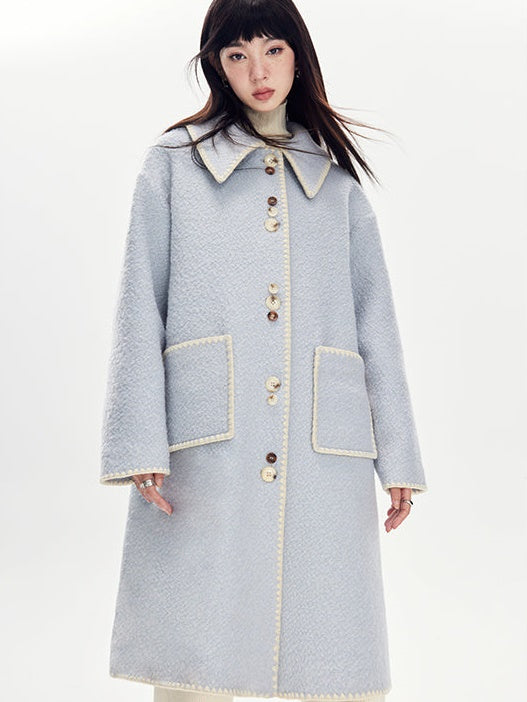 Lapel Embroidery Wool Coat