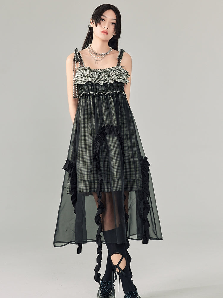 Multi-layer Ruffled Suspender Skirt