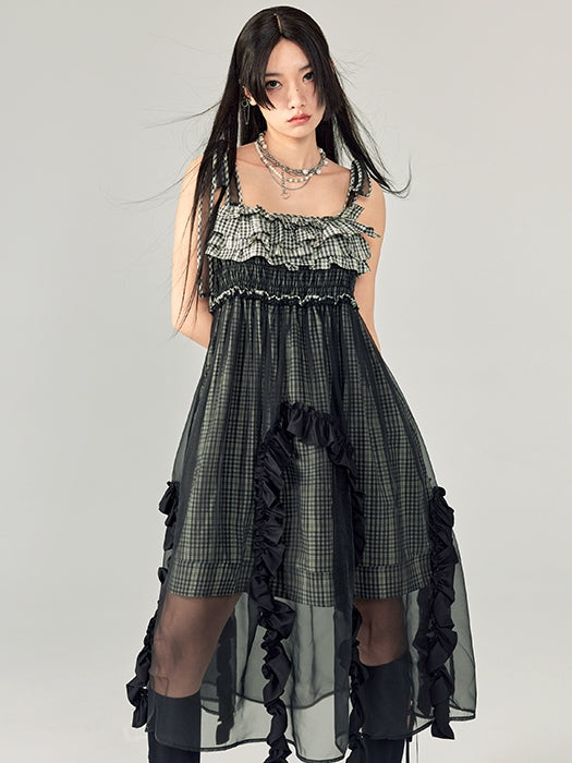 Multi-layer Ruffled Suspender Skirt