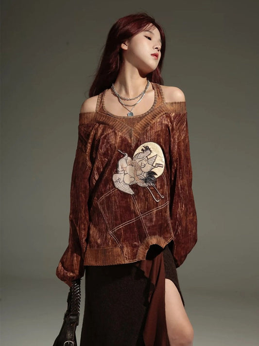 Chinese Style Embroidered Velvet Sweat