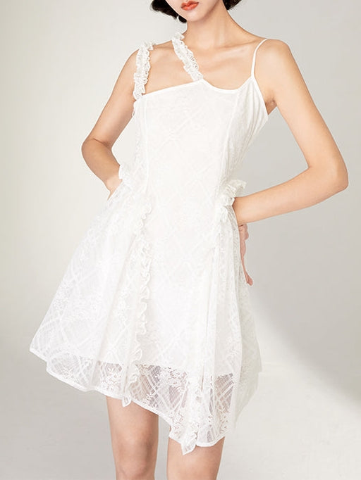 Lace Irregular Hem Sling Dress